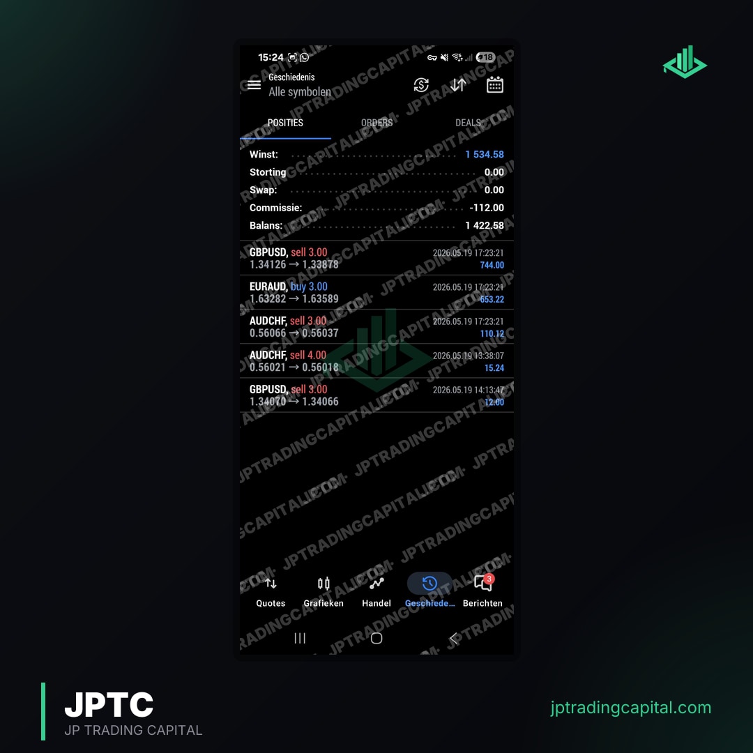 JPTC Algo live trade screenshot