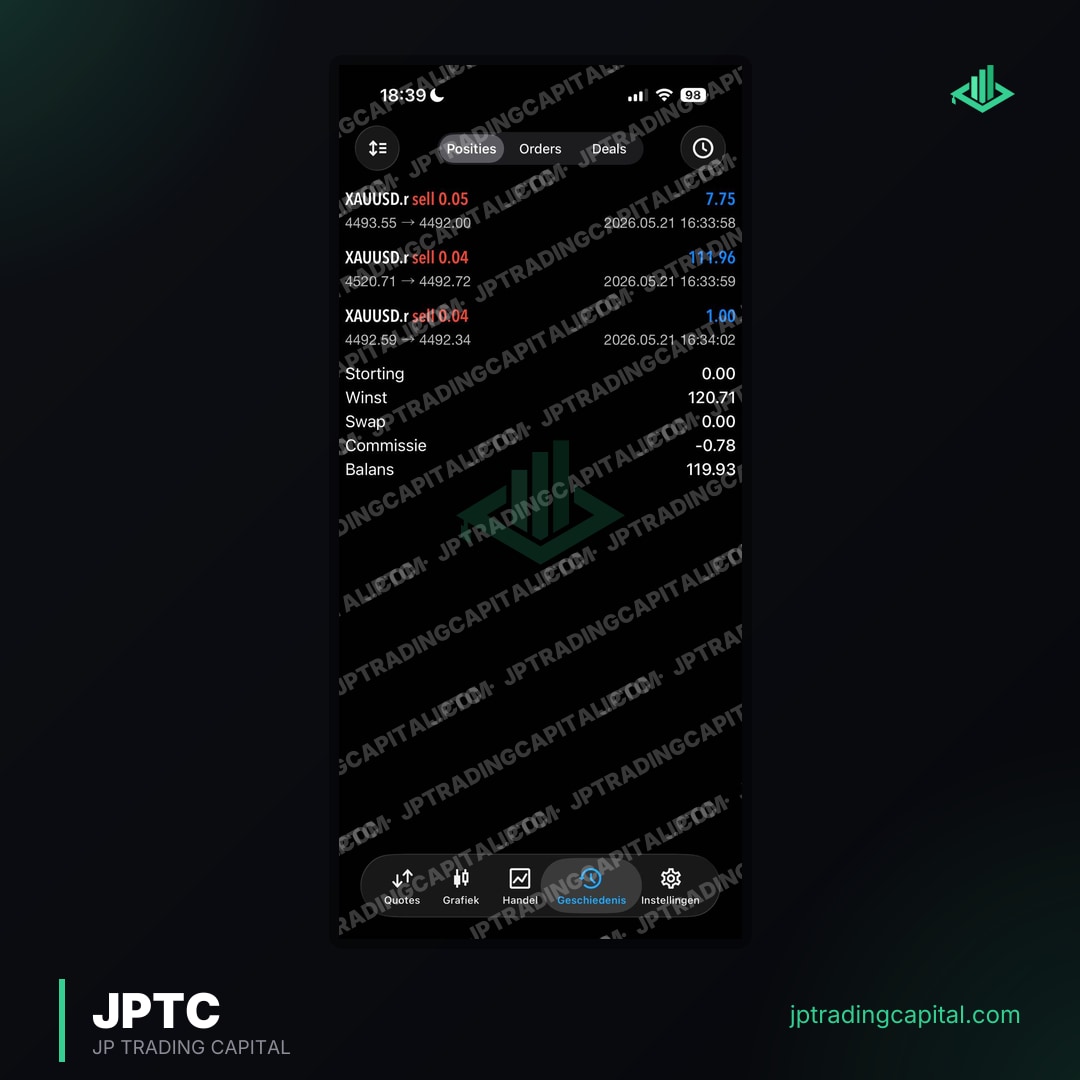 JPTC Algo live trade screenshot