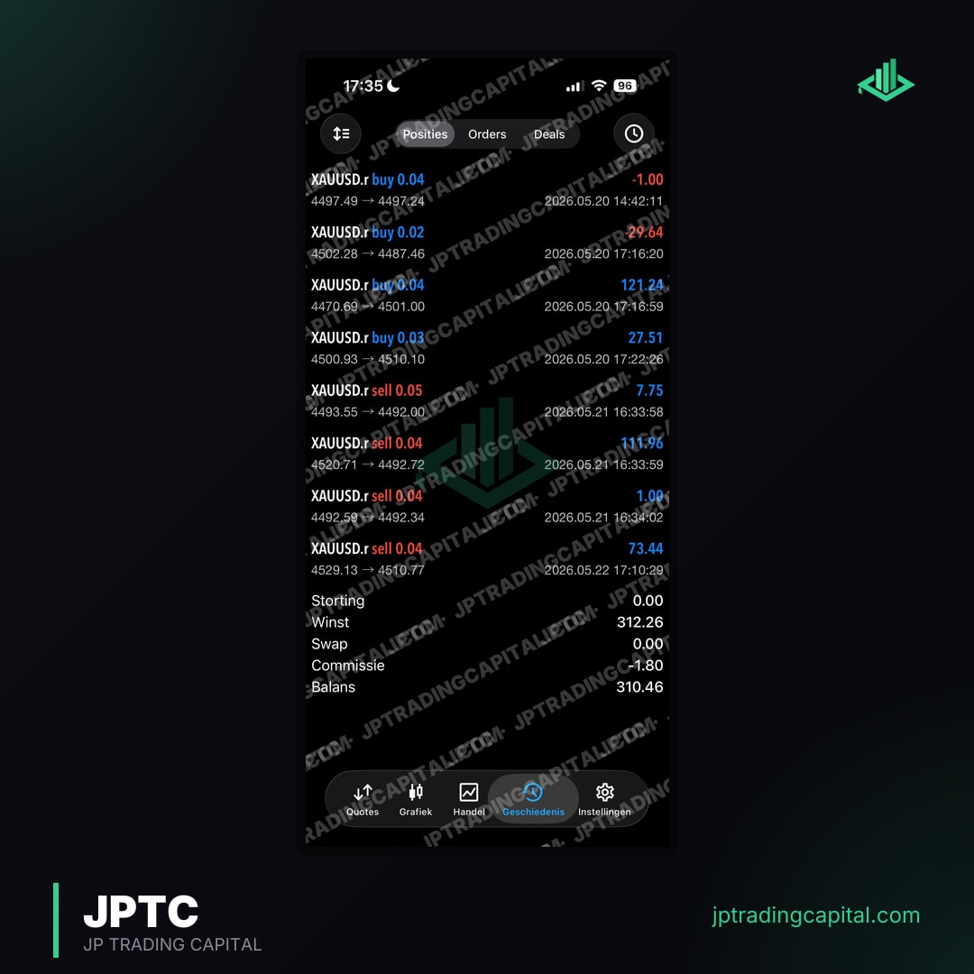 JPTC Algo live trade screenshot