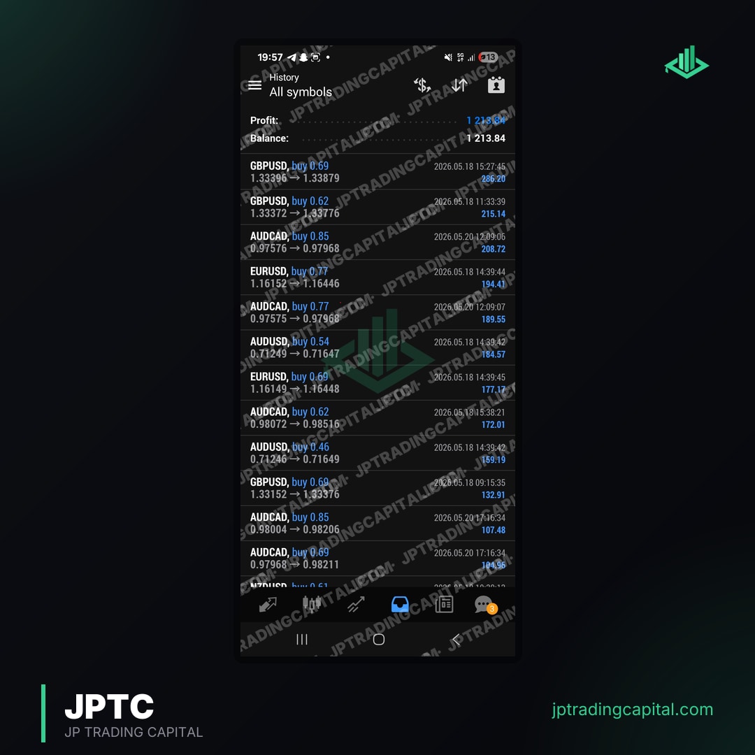 JPTC Algo live trade screenshot