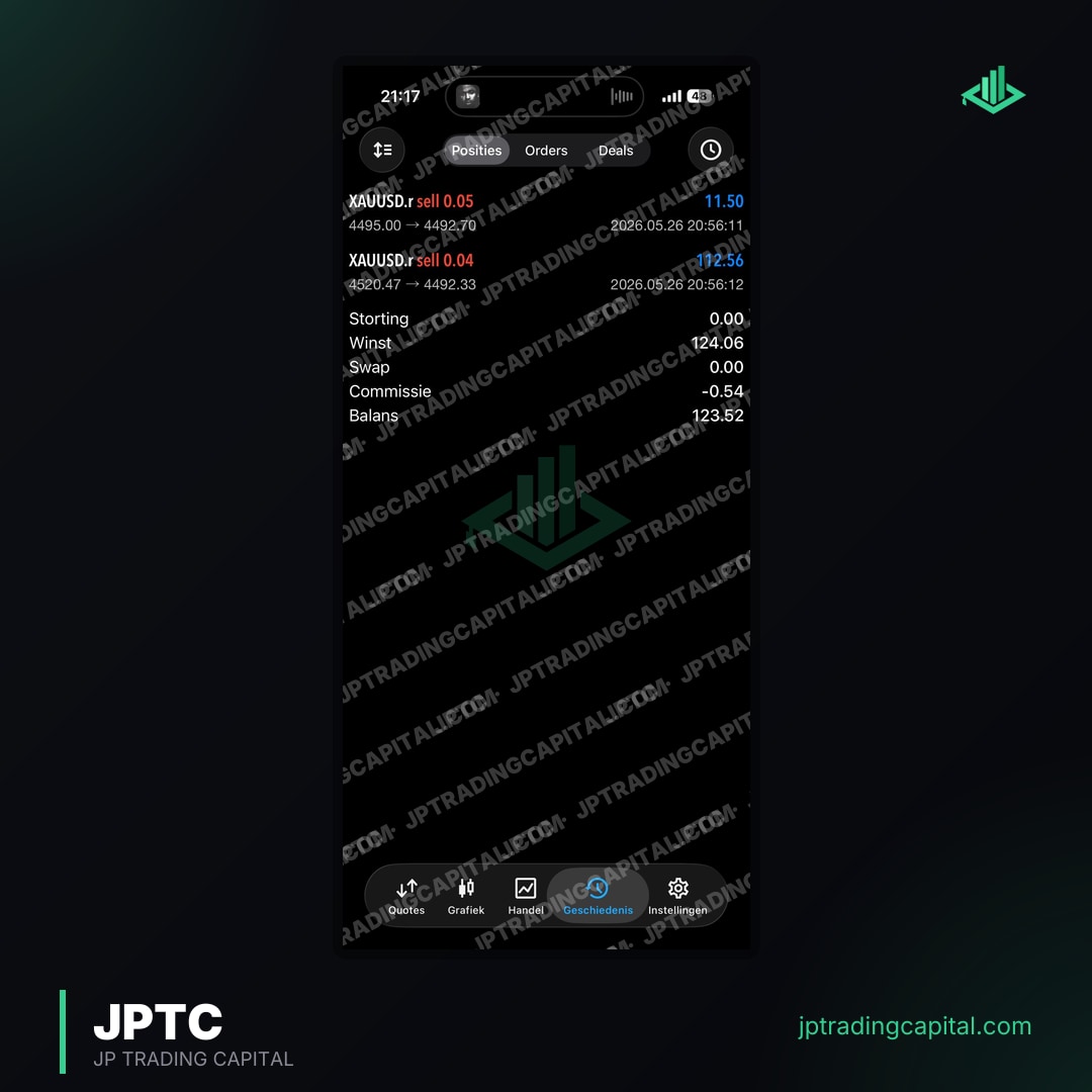 JPTC Algo live trade screenshot