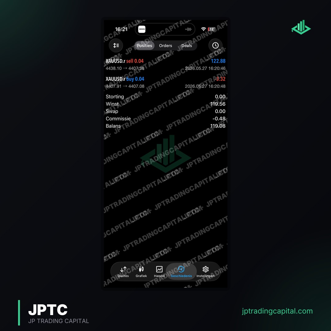 JPTC Algo live trade screenshot