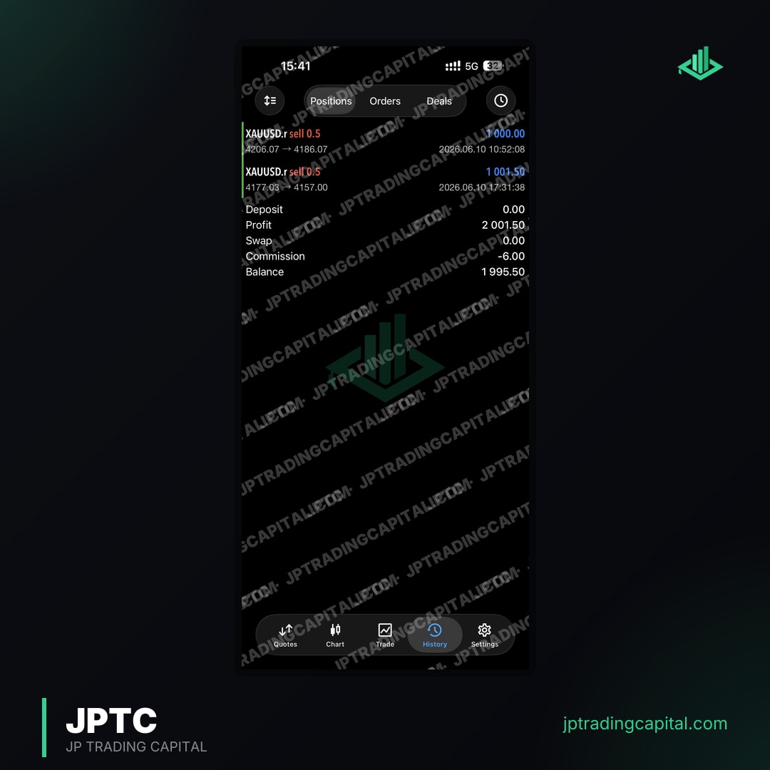 JPTC Algo live trade screenshot
