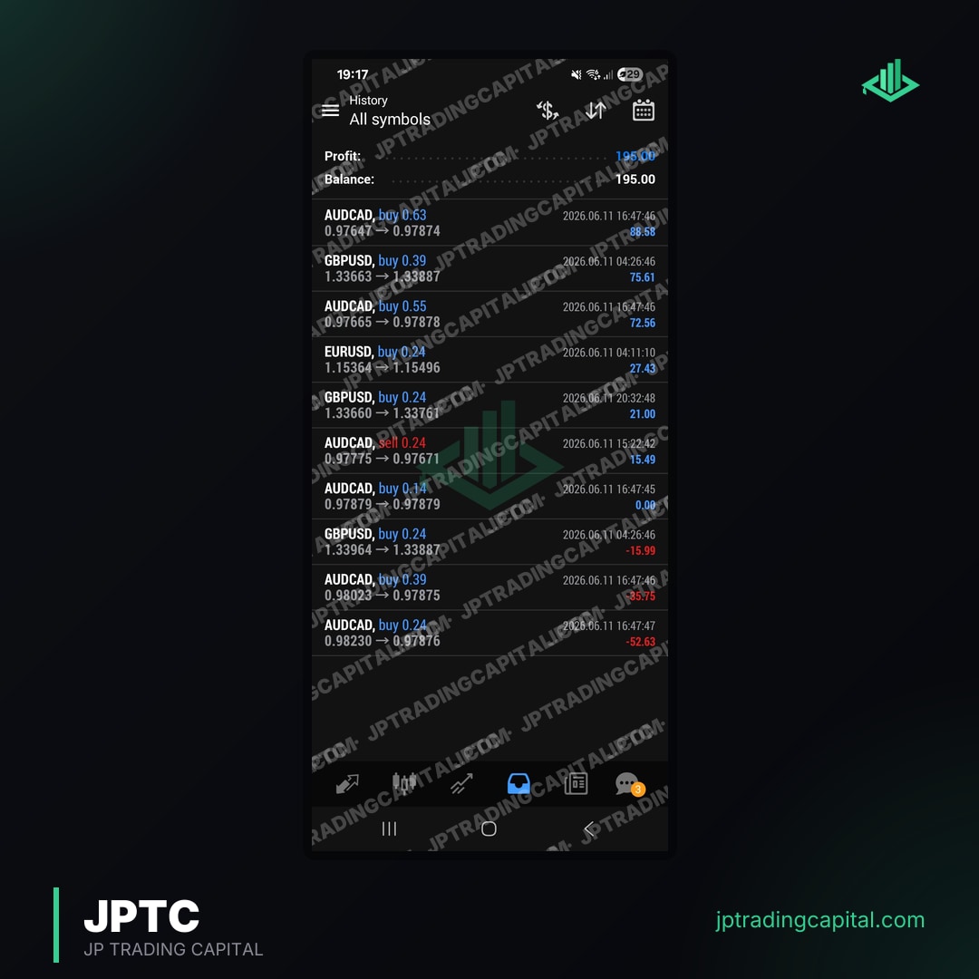 JPTC Algo live trade screenshot