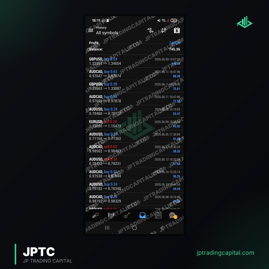 JPTC Algo live trade screenshot