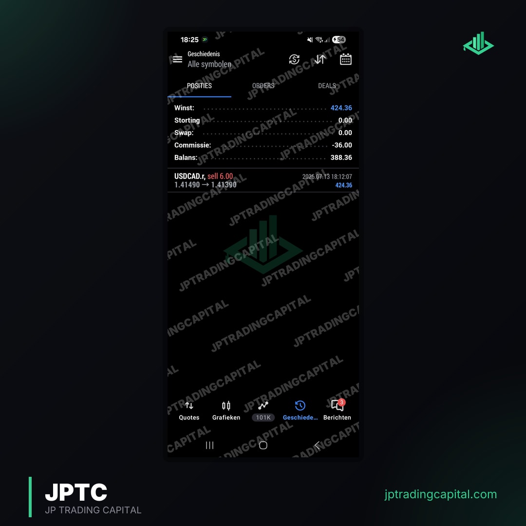 JPTC Algo live trade screenshot