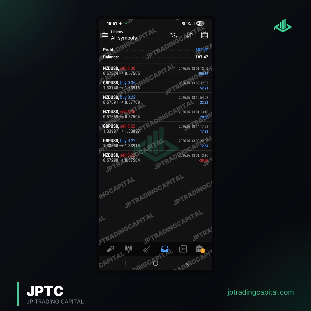 JPTC Algo live trade screenshot