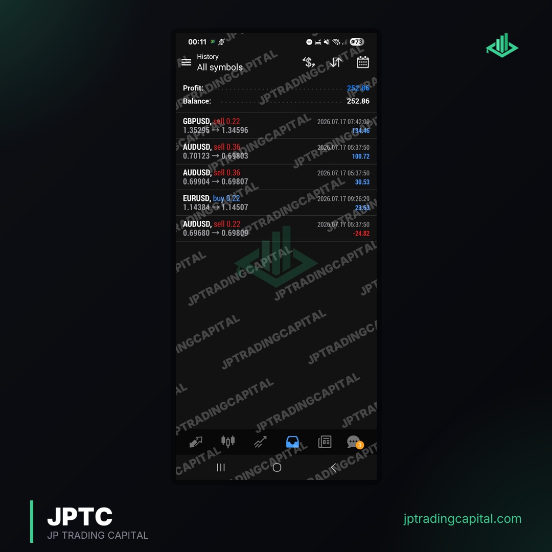 JPTC Algo live trade screenshot
