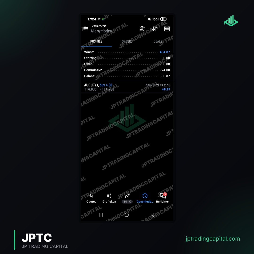 JPTC Algo live trade screenshot