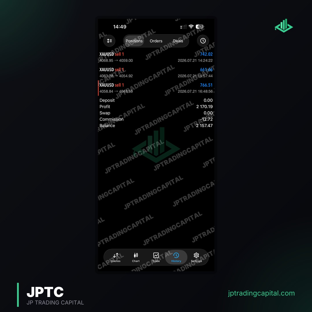 JPTC Algo live trade screenshot