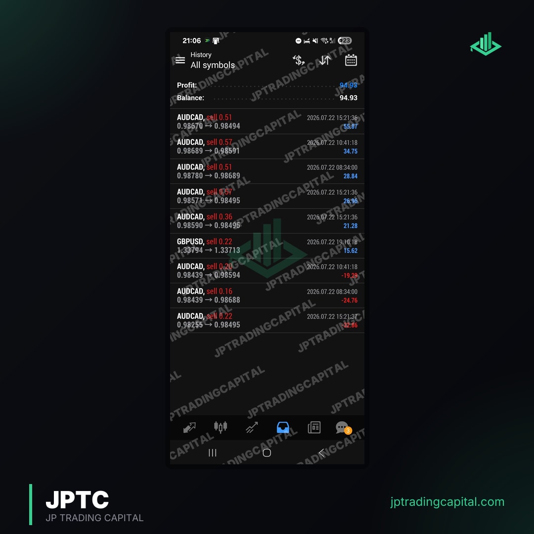 JPTC Algo live trade screenshot