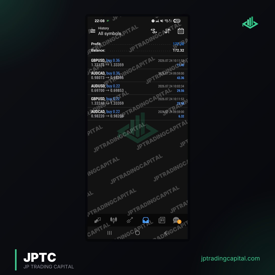 JPTC Algo live trade screenshot