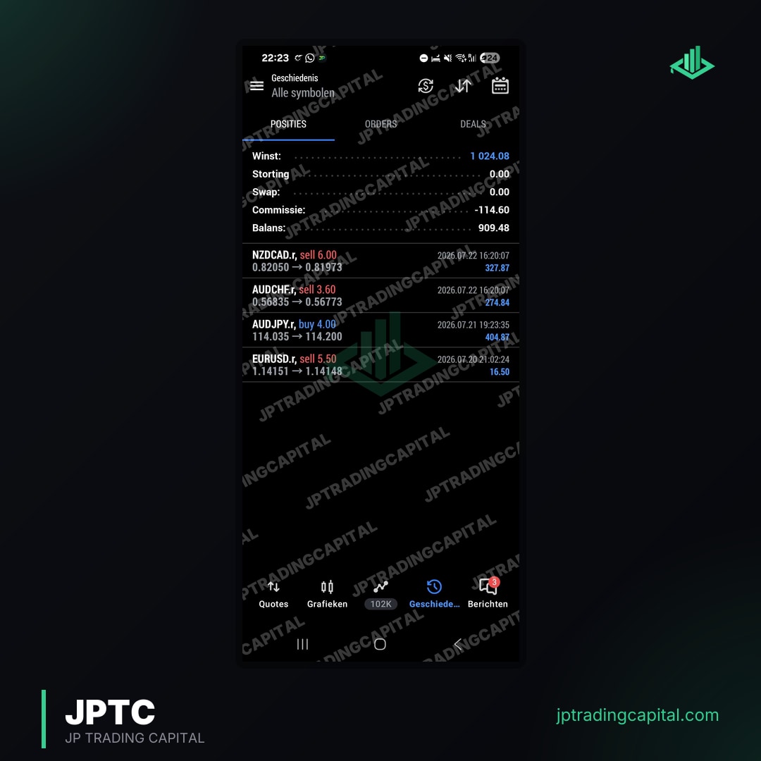 JPTC Algo live trade screenshot