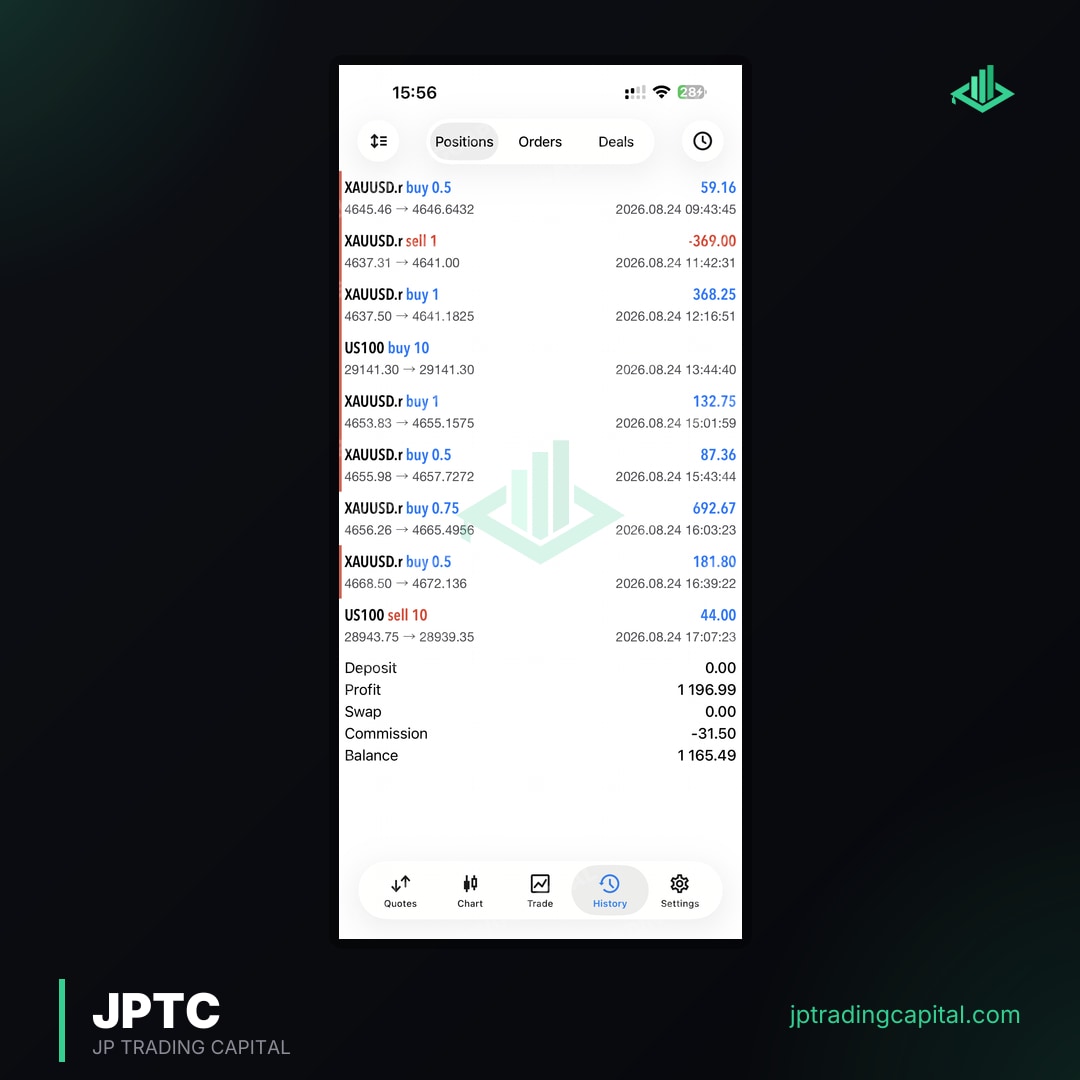 JPTC Algo live trade screenshot