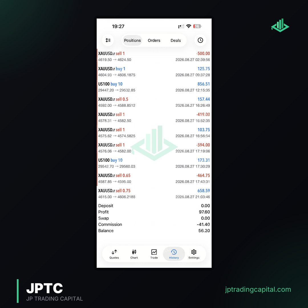 JPTC Algo live trade screenshot