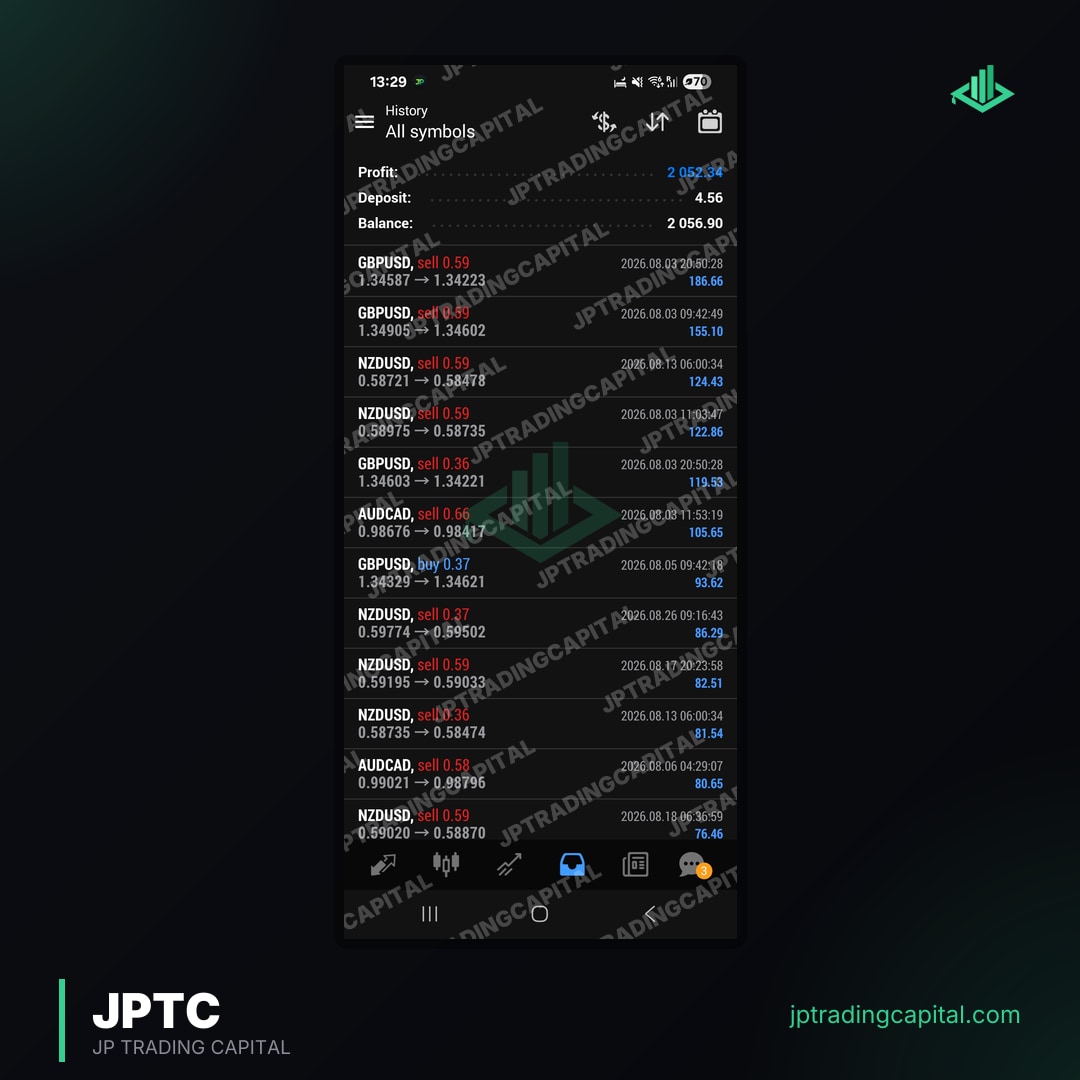JPTC Algo live trade screenshot