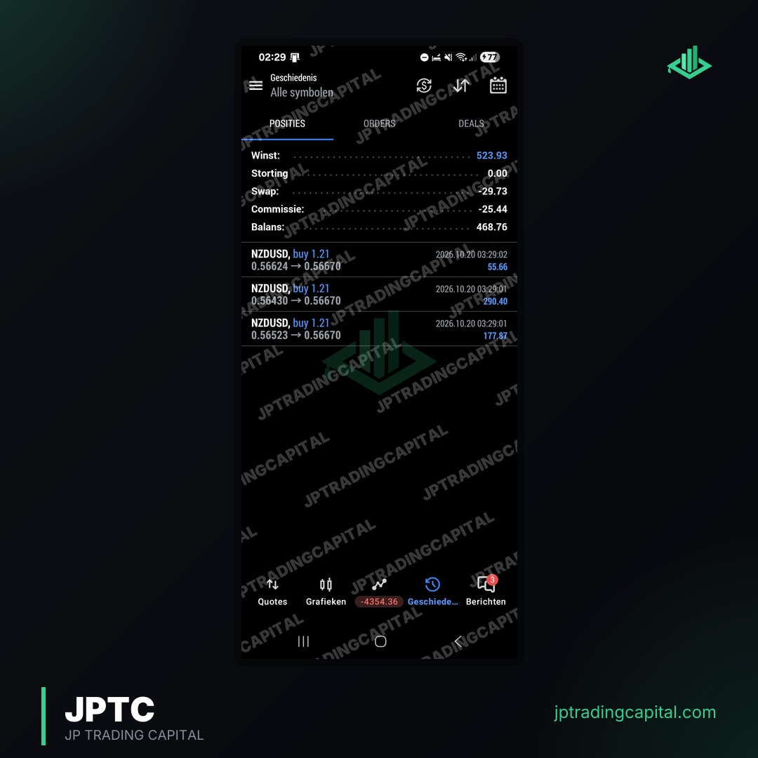 JPTC Algo live trade screenshot