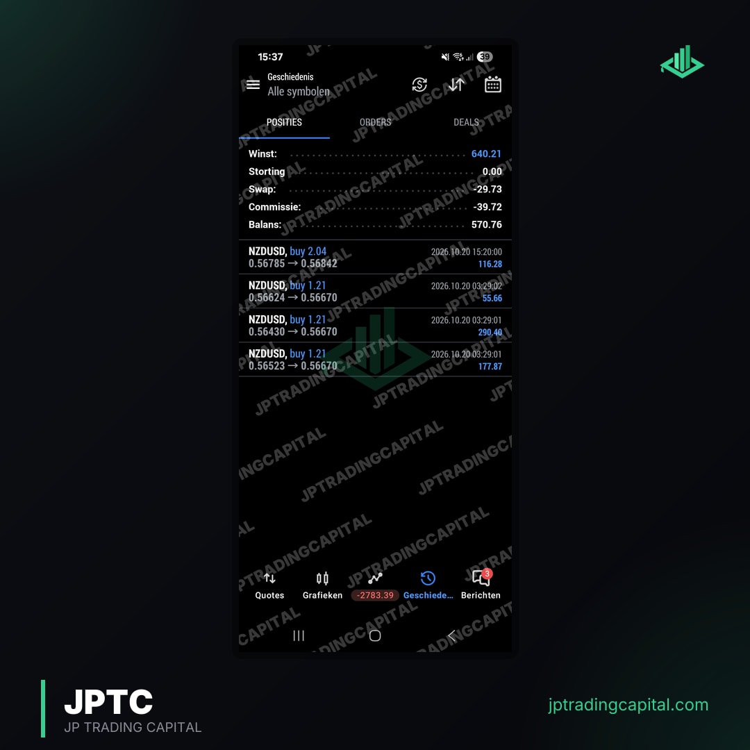 JPTC Algo live trade screenshot